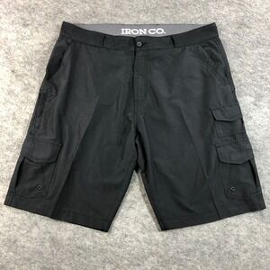 Iron Co Mens 38 Black Polyester Cargo Shorts Utility Pockets